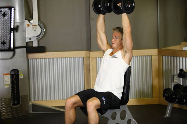Arnold Dumbbell Press: finishing position