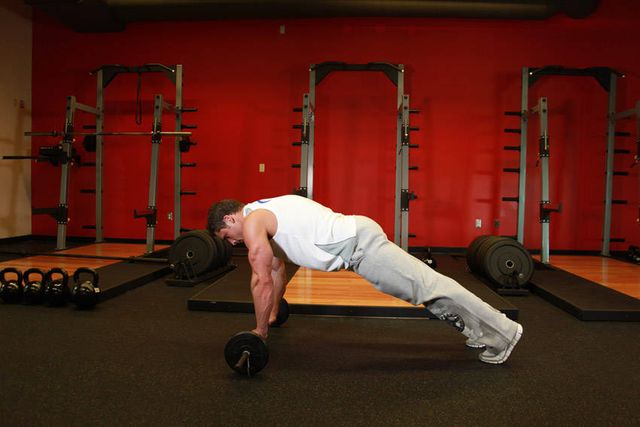 Barbell Ab Rollout: finishing position
