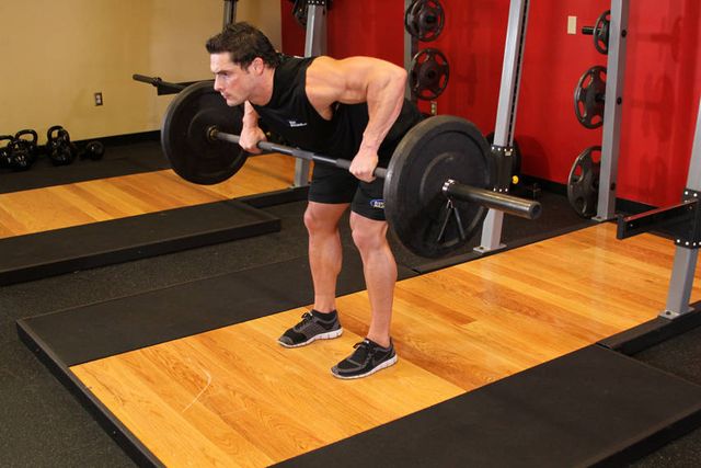 Barbell Rear Delt Row: finishing position
