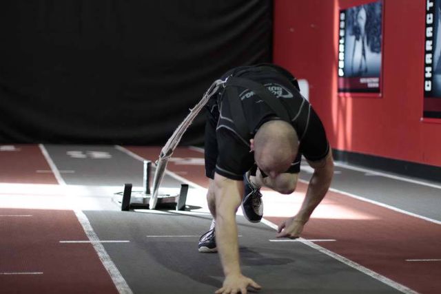 Bear Crawl Sled Drags: finishing position