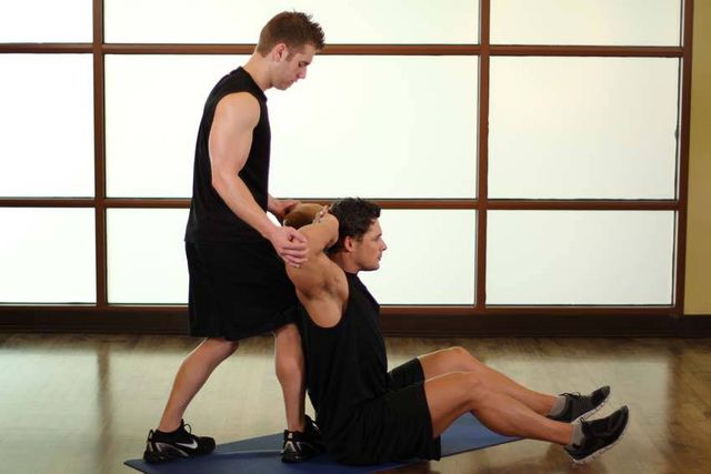 Behind Head Chest Stretch: finishing position