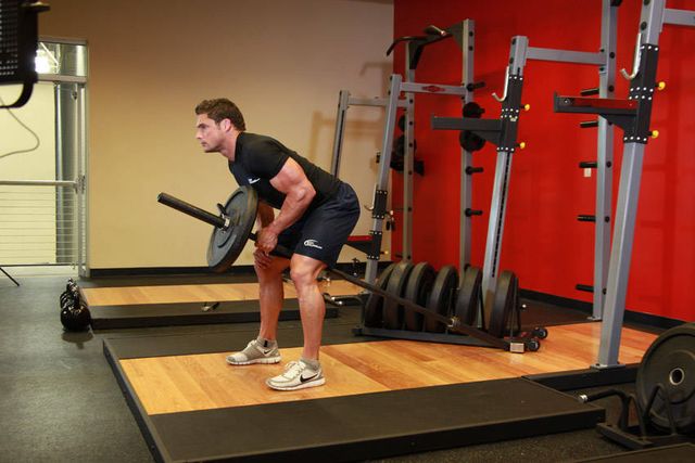 Bent Over One-Arm Long Bar Row: finishing position