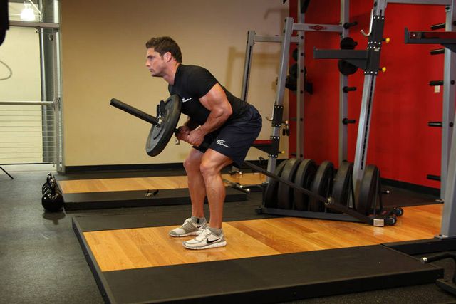 Bent Over Two-Arm Long Bar Row: finishing position
