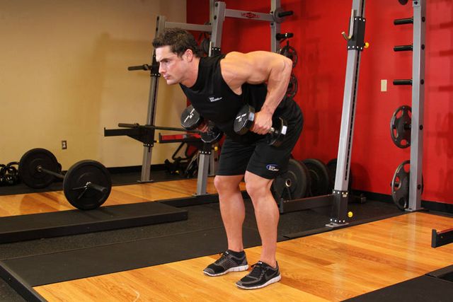 Bent Over Two-Dumbbell Row: finishing position