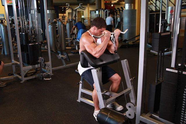 Cable Preacher Curl: finishing position