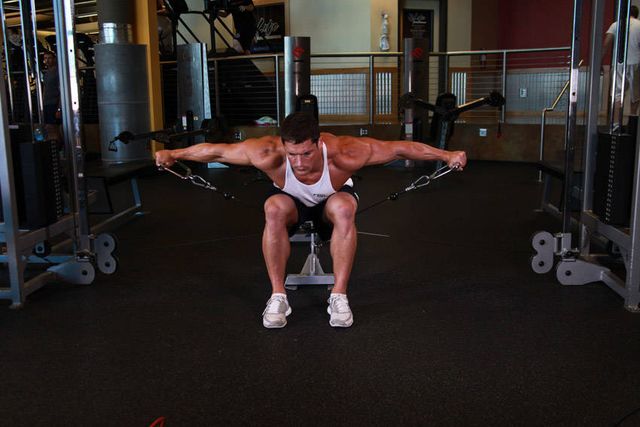 Cable Seated Lateral Raise: finishing position