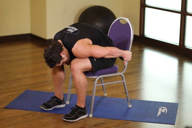Chair Upper Body Stretch: finishing position