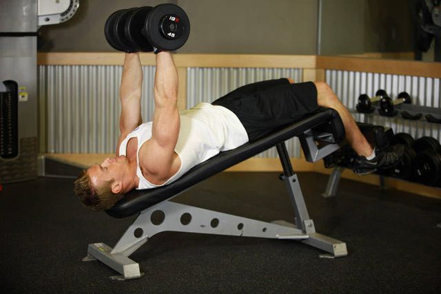 Decline Dumbbell Bench Press: finishing position