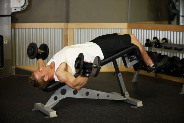 Decline Dumbbell Flyes: finishing position