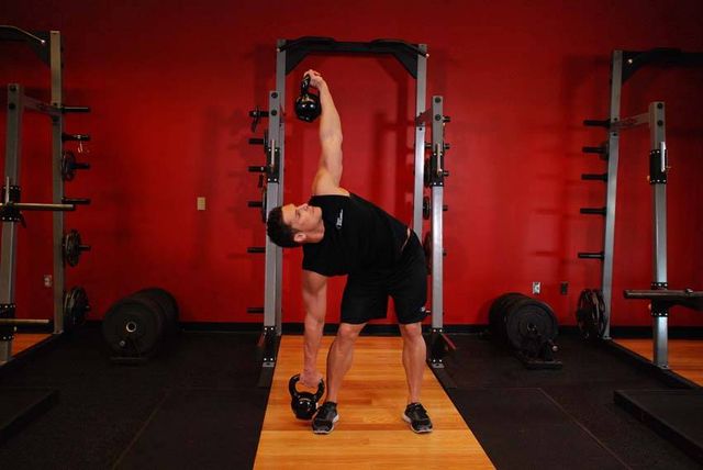 Double Kettlebell Windmill: finishing position