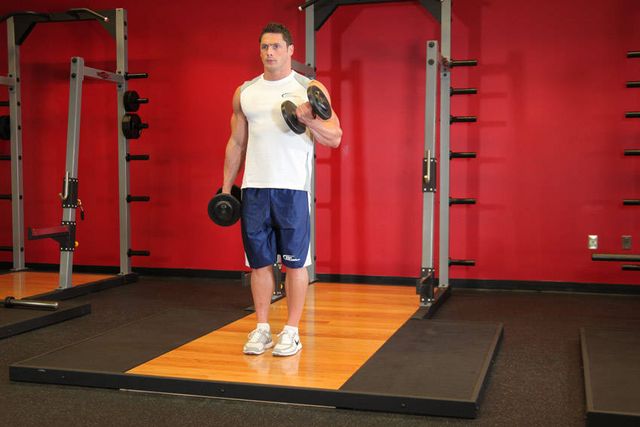 Dumbbell Alternate Bicep Curl: finishing position