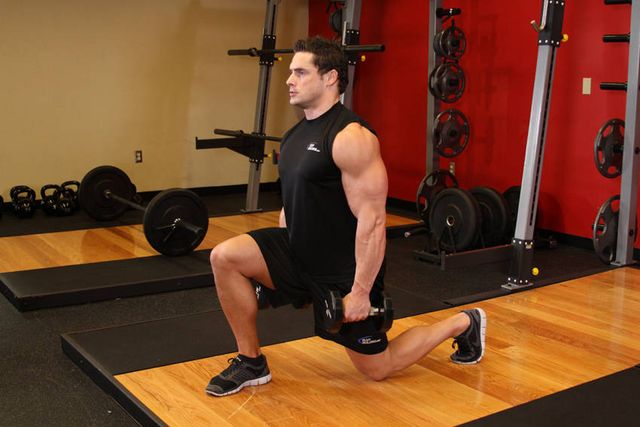 Dumbbell Lunges: finishing position
