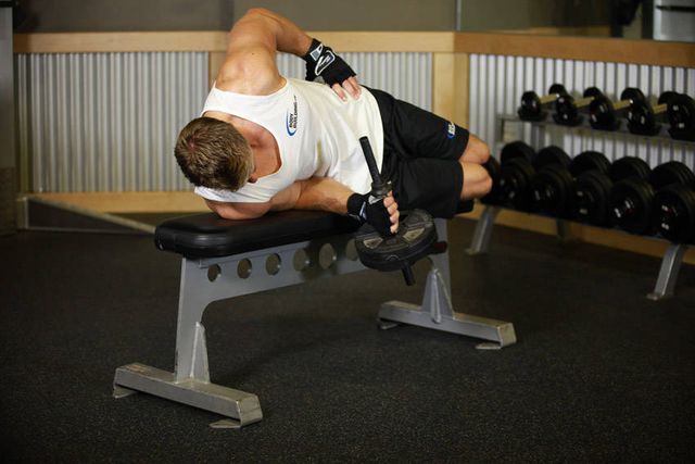 Dumbbell Lying Supination: finishing position
