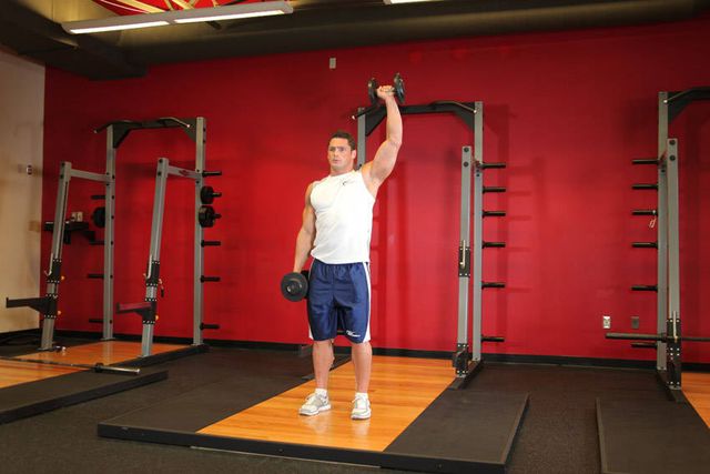 Dumbbell One-Arm Shoulder Press: finishing position