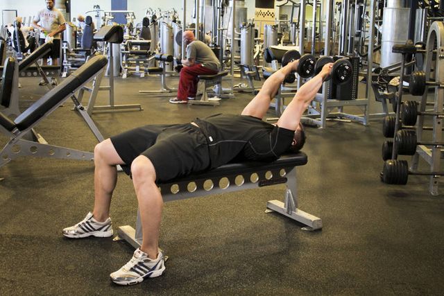 Dumbbell Tricep Extension -Pronated Grip: finishing position