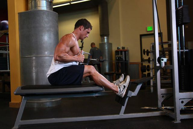 Elevated Cable Rows: finishing position