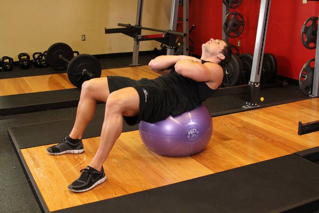 Exercise Ball Crunch: finishing position