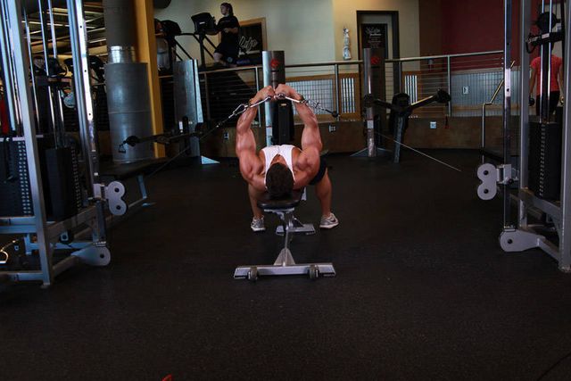 Flat Bench Cable Flyes: finishing position