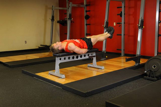 Flat Bench Leg Pull-In: finishing position