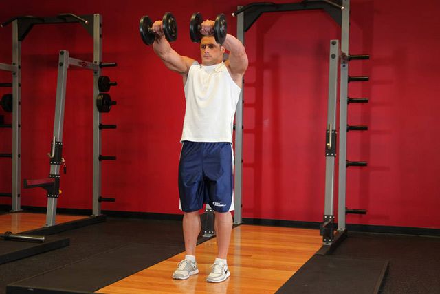 Front Two-Dumbbell Raise: finishing position