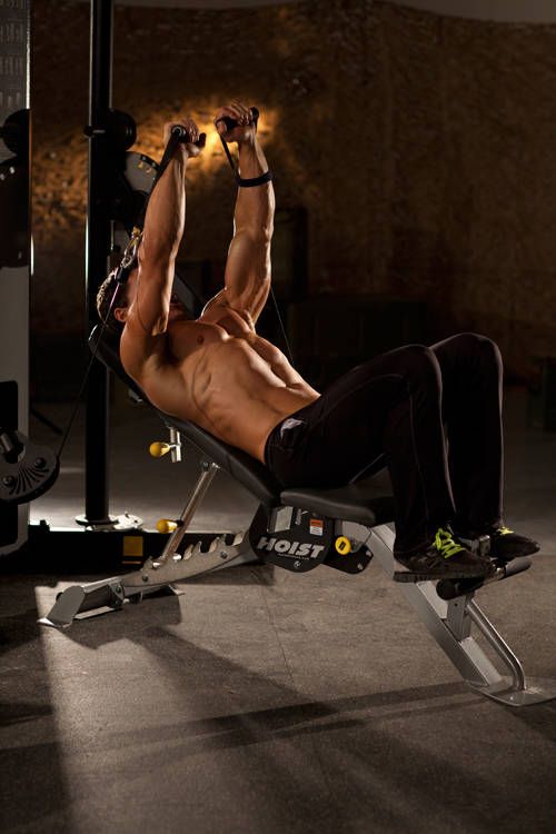 Incline Cable Chest Press: finishing position