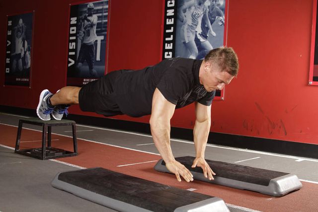 Incline Push-Up Depth Jump: finishing position