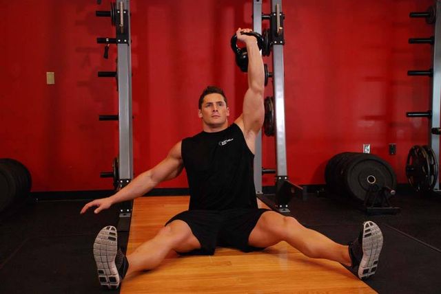 Kettlebell Seated Press: finishing position
