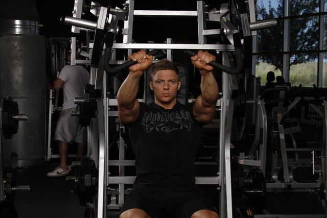 Leverage Incline Chest Press: finishing position