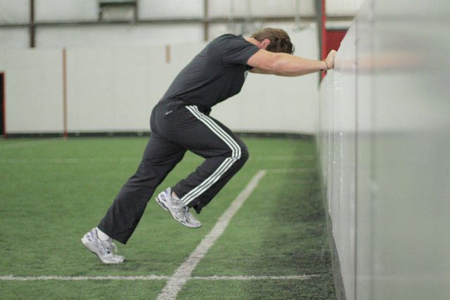Linear Acceleration Wall Drill: finishing position