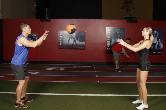 Medicine Ball Chest Pass: finishing position