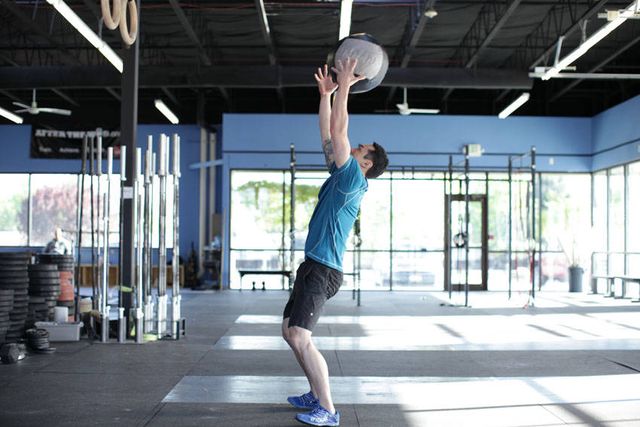 Medicine Ball Scoop Throw: finishing position