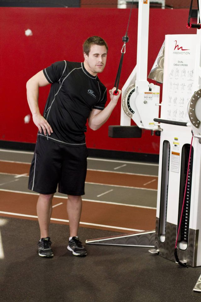 One-Arm High-Pulley Cable Side Bends: finishing position