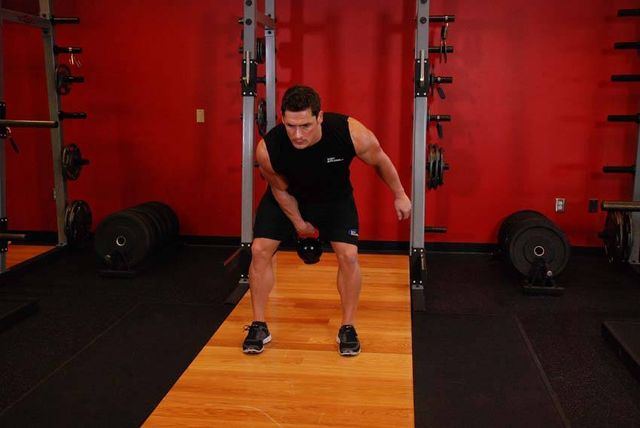 One-Arm Kettlebell Clean: finishing position