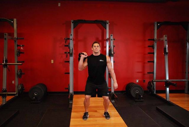 One-Arm Kettlebell Jerk: finishing position