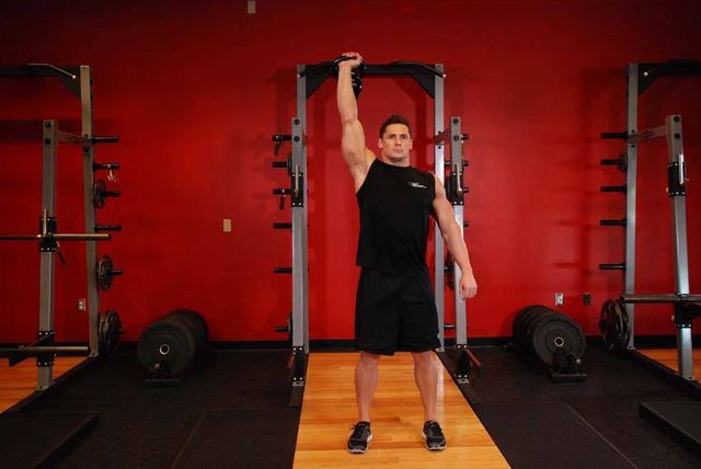 One-Arm Kettlebell Para Press: finishing position