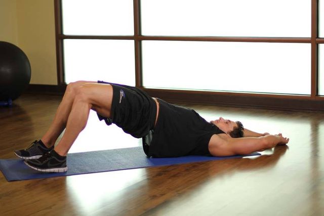 Pelvic Tilt Into Bridge: finishing position