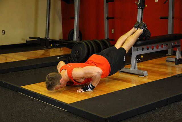Push-Ups With Feet Elevated: finishing position