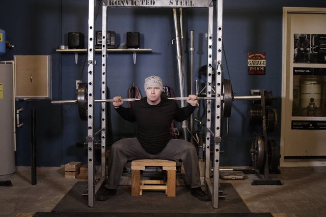 Reverse Band Box Squat: finishing position