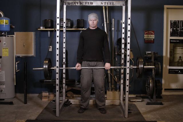 Reverse Band Deadlift: finishing position