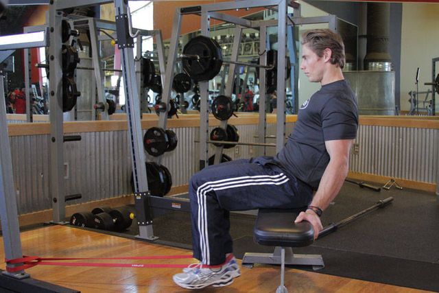 Seated Band Hamstring Curl: finishing position
