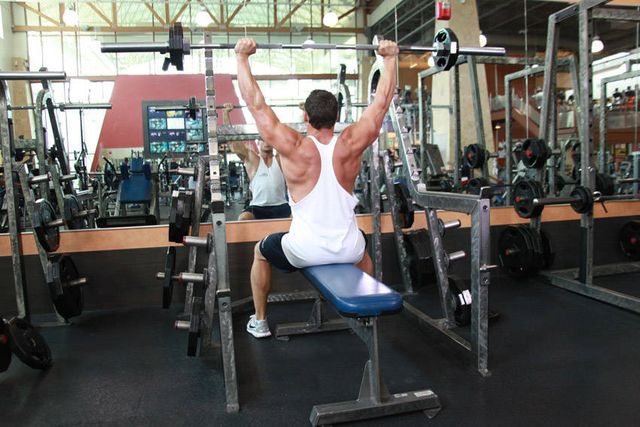 Seated Barbell Military Press: finishing position