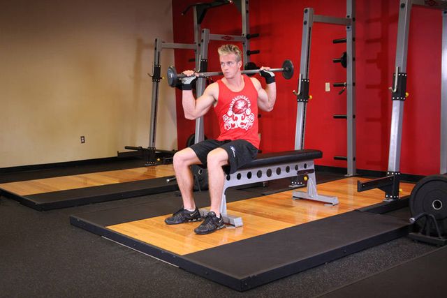Seated Barbell Twist: finishing position