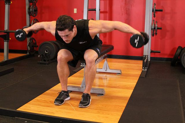 Seated Bent-Over Rear Delt Raise: finishing position
