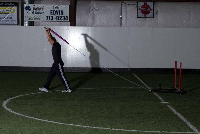 Sled Overhead Triceps Extension: finishing position