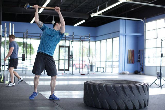 Sledgehammer Swings: finishing position