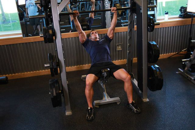 Smith Incline Shoulder Raise: finishing position