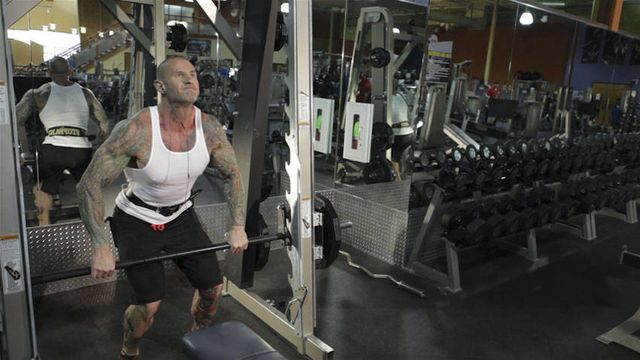 Smith Machine Hang Power Clean: finishing position