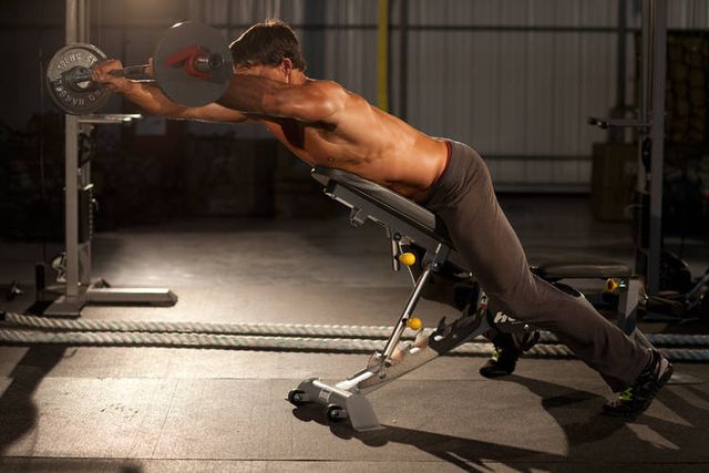 Straight Raises on Incline Bench: finishing position