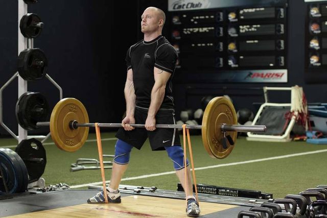 Sumo Deadlift with Bands: finishing position