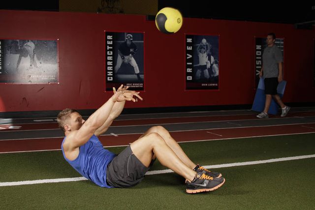 Supine Two-Arm Overhead Throw: finishing position